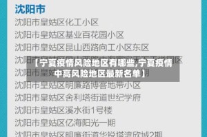 【宁夏疫情风险地区有哪些,宁夏疫情中高风险地区最新名单】