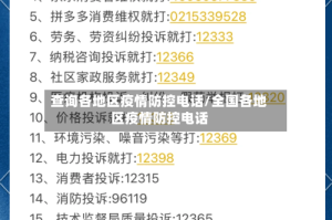 查询各地区疫情防控电话/全国各地区疫情防控电话