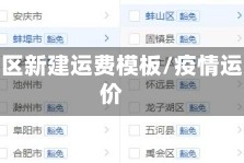 疫情地区新建运费模板/疫情运费涨价
