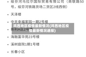 鸡西地区疫情最新情况(鸡西地区疫情最新情况通报)