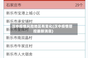 汉中疫情风险地区有变化(汉中疫情管控最新消息)