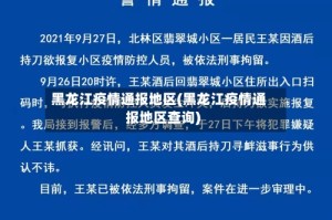 黑龙江疫情通报地区(黑龙江疫情通报地区查询)