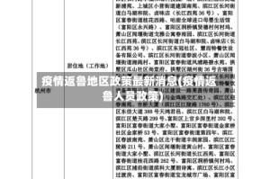 疫情返鲁地区政策最新消息(疫情返鲁人员政策)