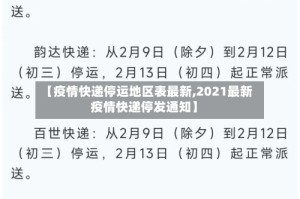 【疫情快递停运地区表最新,2021最新疫情快递停发通知】