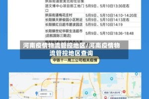 河南疫情物流管控地区/河南疫情物流管控地区查询