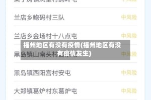 福州地区有没有疫情(福州地区有没有疫情发生)