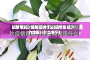 疫情爆发少的地区叫什么(疫情爆发少的地区叫什么名字)