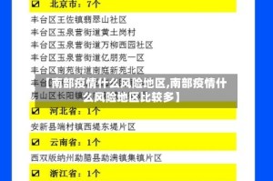 【南部疫情什么风险地区,南部疫情什么风险地区比较多】