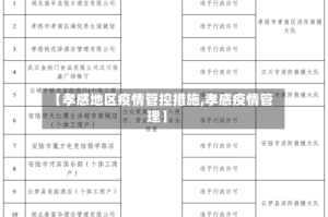 【孝感地区疫情管控措施,孝感疫情管理】