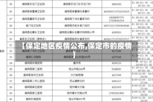【保定地区疫情公布,保定市的疫情】