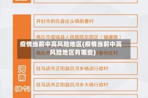 疫情当前中高风险地区(疫情当前中高风险地区有哪些)