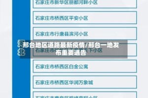 邢台地区道路最新疫情/邢台一地发布重要通告