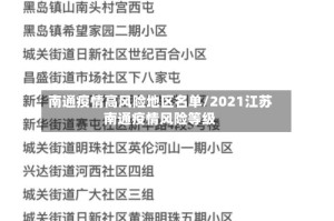 南通疫情高风险地区名单/2021江苏南通疫情风险等级