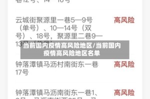 当前国内疫情高风险地区/当前国内疫情高风险地区名单