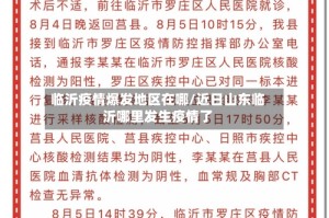 临沂疫情爆发地区在哪/近日山东临沂哪里发生疫情了