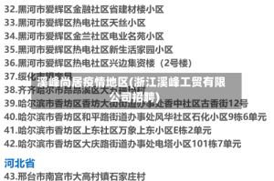 溪峰尚居疫情地区(浙江溪峰工贸有限公司招聘)