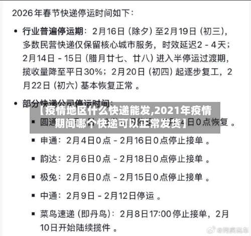 【疫情地区什么快递能发,2021年疫情期间哪个快递可以正常发货】-第3张图片